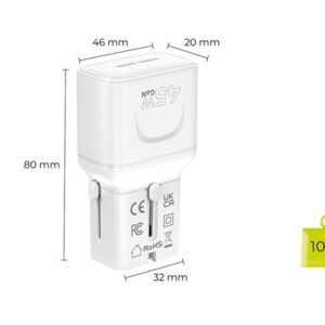Mobile Origin 45W kelioninis įkroviklis, EU/US/UK/AU PW26, baltos spalvos - Image 12