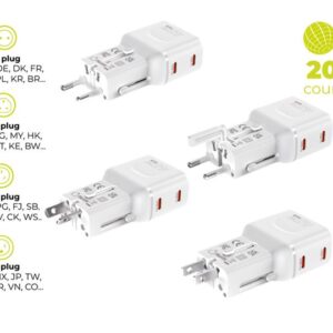 Mobile Origin 45W kelioninis įkroviklis, EU/US/UK/AU PW26, baltos spalvos - Image 3