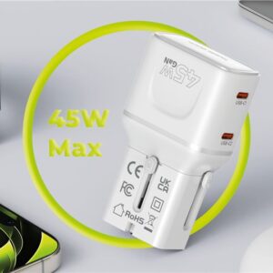 Mobile Origin 45W kelioninis įkroviklis, EU/US/UK/AU PW26, baltos spalvos - Image 6
