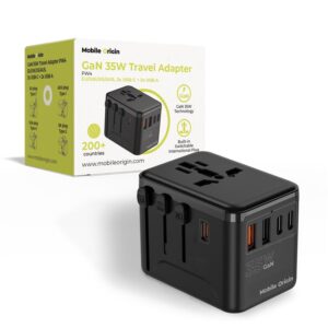 Mobile Origin GaN 35W kelioninis įkroviklis PW4 EU/UK/US/AUS, 3x USB-C + 2x USB-A