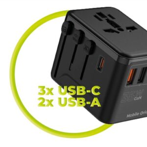 Mobile Origin GaN 35W kelioninis įkroviklis PW4 EU/UK/US/AUS, 3x USB-C + 2x USB-A  - Image 13