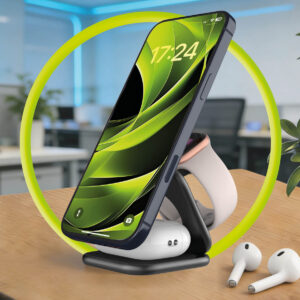 Mobile Origin 3in1 Qi2 25W UltraSlim sulenkiamas įkroviklis PW36 MagSafe Compatible matinės juodos spalvos - Image 20