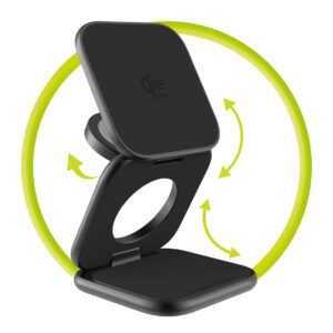 Mobile Origin 3in1 Qi2 25W UltraSlim sulenkiamas įkroviklis PW36 MagSafe Compatible matinės juodos spalvos - Image 5