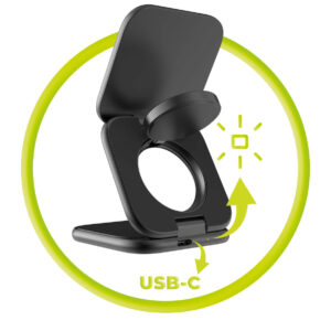 Mobile Origin 3in1 Qi2 25W UltraSlim sulenkiamas įkroviklis PW36 MagSafe Compatible matinės juodos spalvos - Image 8