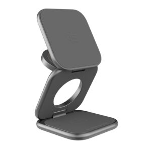 Mobile Origin 3in1 Qi2 25W UltraSlim sulenkiamas įkroviklis PW36 MagSafe Compatible Space pilkos spalvos - Image 3