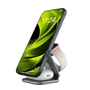 Mobile Origin 3in1 Qi2 25W UltraSlim sulenkiamas įkroviklis PW36 MagSafe Compatible Space pilkos spalvos - Image 14