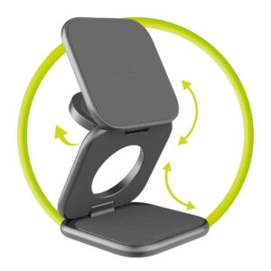 Mobile Origin 3in1 Qi2 25W UltraSlim sulenkiamas įkroviklis PW36 MagSafe Compatible Space pilkos spalvos - Image 15