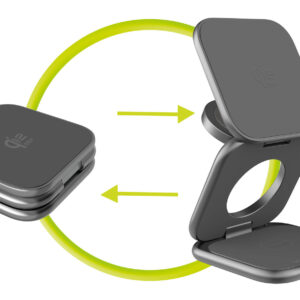 Mobile Origin 3in1 Qi2 25W UltraSlim sulenkiamas įkroviklis PW36 MagSafe Compatible Space pilkos spalvos - Image 16