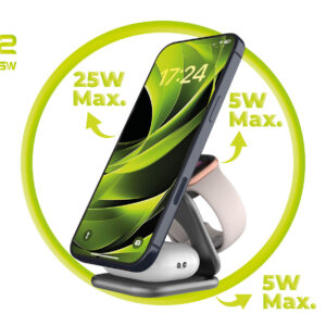 Mobile Origin 3in1 Qi2 25W UltraSlim sulenkiamas įkroviklis PW36 MagSafe Compatible Space pilkos spalvos - Image 7