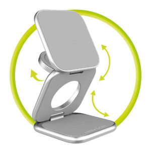 Mobile Origin 3in1 Qi2 25W UltraSlim sulenkiamas įkroviklis PW36 MagSafe Compatible sidabro spalvos - Image 5