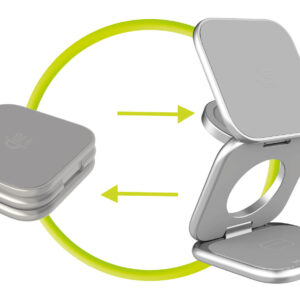 Mobile Origin 3in1 Qi2 25W UltraSlim sulenkiamas įkroviklis PW36 MagSafe Compatible sidabro spalvos - Image 16