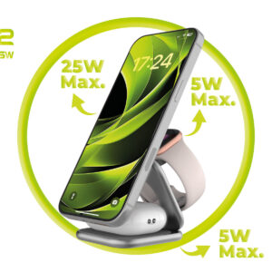 Mobile Origin 3in1 Qi2 25W UltraSlim sulenkiamas įkroviklis PW36 MagSafe Compatible sidabro spalvos - Image 7