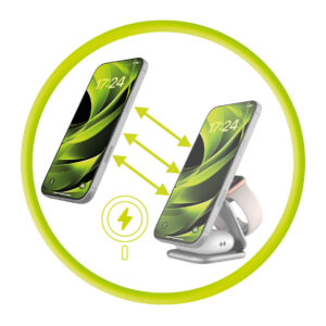 Mobile Origin 3in1 Qi2 25W UltraSlim sulenkiamas įkroviklis PW36 MagSafe Compatible sidabro spalvos - Image 19