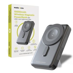 Mobile Origin belaidis Magnetic PowerBank 10000mAh, USB-C ir Lightning kabelis PB11