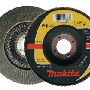 MAKITA LAMELINIS ŠLIFAVIMO DISKAS ZIRKON 125x22,23mm P 80 METALUI, NERŪDIJANČIAM PLIENUI