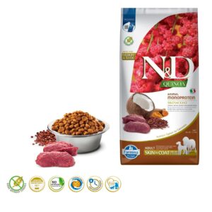 FARMINA N&D Quinoa Dog Skin&Coat Venison&Coconut Adult Medium&Maxi - sausas ėdalas šunims - 7 kg - Image 2
