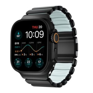 Nomad Stratos apyrankė juodos spalvos Titanium Icy Blue Glow FKM AW 45/46/49mm