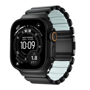 Nomad Stratos apyrankė juodos spalvos Titanium Icy Blue Glow FKM AW 45/46/49mm - Image 4