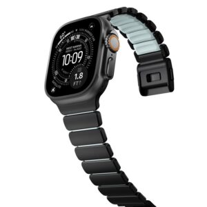 Nomad Stratos apyrankė juodos spalvos Titanium Icy Blue Glow FKM AW 45/46/49mm - Image 19