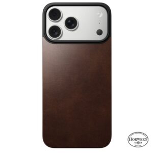 Nomad Magnetic Leather Back, rustic rudos spalvos (Horween), Magsafe - Apple iPhone 17 Pro