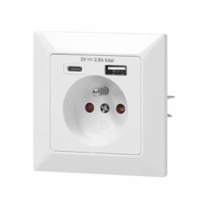 ORNO VIENGUBAS KIŠTUKINIS LIZDAS 2P+Z, USB-A + USB-C