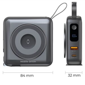 Mobile Origin PowerBank & Kelioninis įkroviklis, Lightning/USB-C kabelis, MagSafe Apple Watch/Apple iPhone Compatible, juodos spalvos - Image 16