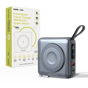 Mobile Origin PowerBank & Kelioninis įkroviklis, Lightning/USB-C kabelis, MagSafe/Apple Watch/Apple iPhone Compatible, pilkos spalvos