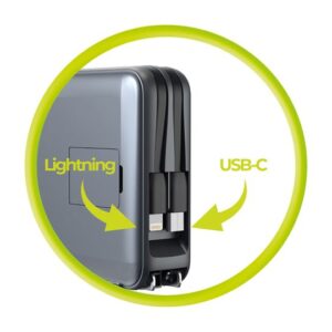 Mobile Origin PowerBank & Kelioninis įkroviklis, Lightning/USB-C kabelis, MagSafe/Apple Watch/Apple iPhone Compatible, pilkos spalvos - Image 4