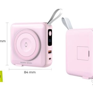 Mobile Origin PowerBank & Kelioninis įkroviklis, Lightning/USB-C kabelis, MagSafe/Apple Watch/Apple iPhone Compatible, rožinės spalvos - Image 14