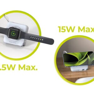 Mobile Origin PowerBank & Kelioninis įkroviklis, Lightning/USB-C kabelis, MagSafe/Apple Watch/Apple iPhone Compatible, baltos spalvos - Image 3