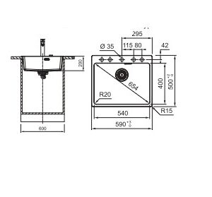 Plautuvė Franke MRG 610-54 Matte black  114.0658.496 - Image 2
