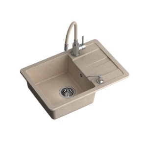 Plautuvė su maišytuvu ir dozatoriumi Quadron READY SMART, TQ6244RSBEZ, smėlio