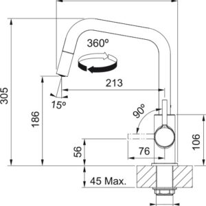 Plautuvės maišytuvas su ištraukiama žarna Franke LINA,115.0728.477 - Image 3