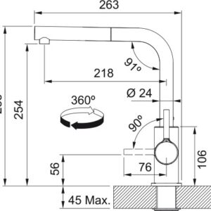 Plautuvės maišytuvas su ištraukiama žarna Franke Lina L, 115.0728.484 - Image 3
