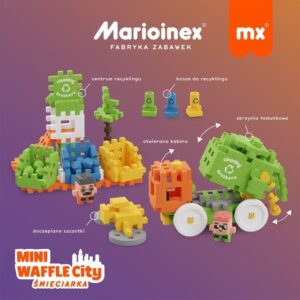 „Marioinex Mini Waffle – City“ konstruktoriaus kaladėlės: šiukšliavežis, 148 elementų - Image 3