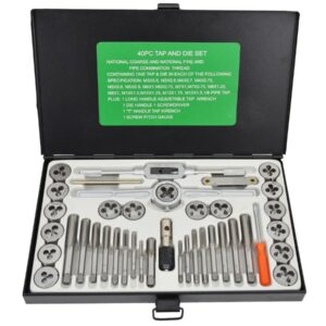 ROCKFORCE sriegikliai ir sriegpjovės, rinkinys 40 vnt.