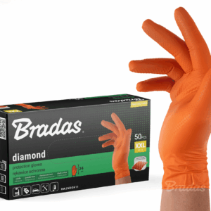 BRADAS NITRILINĖS PIRŠTINĖS DIAMOND ORANŽINĖS XXL 10-11 /50vnt.