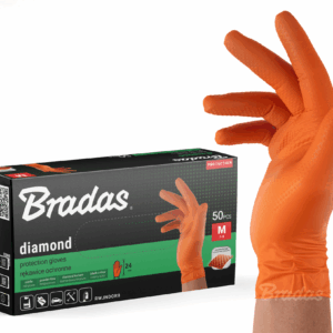 BRADAS NITRILINĖS PIRŠTINĖS DIAMOND ORANŽINĖS M 7-8 /50vnt.