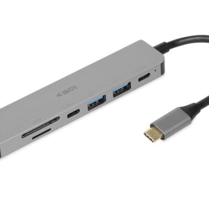 iBox IUH3SL4K sąsajos šakotuvas C tipo USB 5000 Mbit/ai Sidabras