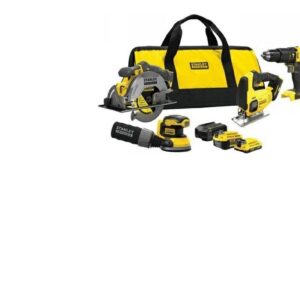 STANLEY V20 įrankių rinkinys SFMCK412MDS (SFMCD711 + SFMCS600 + SFMCS500B + SFMCW220B) 1x4,0 Ah 1x2,0 Ah + PRIEDAI KREPŠYS