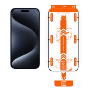Mobile Origin Orange Screen Guard Apple iPhone 15 Pro su Easy Aplikatoriumi, 2 pack - Image 2