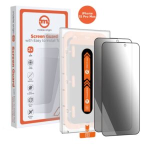 Mobile Origin Screen Guard Privacy ekrano apsauga su privatumo filtru, su Easy Aplikatoriumi, 2 pack - Apple iPhone 15 Pro Max