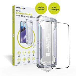 Mobile Origin geltonos spalvos Screen Guard Apple iPhone 15 Plus su Easy Aplikatoriumi