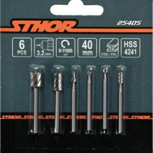 STHOR HSS frezos mini šlifuokliui 6 vnt. 3,2 mm