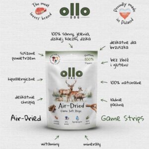 OLLO Air-Dried Game strips - skanėstas šuniui - 80g - Image 2