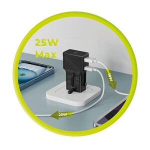 Mobile Origin Travel adapter 25W, EU/US/UK/AU, baltos spalvos - Image 12