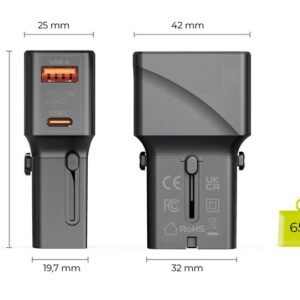 Mobile Origin Travel adapter 25W, EU/US/UK/AU, baltos spalvos - Image 14