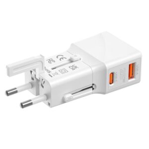 Mobile Origin Travel adapter 25W, EU/US/UK/AU, baltos spalvos - Image 19