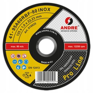ANDRE METALO PJOVIMO DISKAS 125 x 1,0mm INOX PRO LINE 95A60RBF