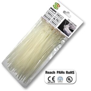 BRADAS PLASTIKINIAI KABELIŲ SURIŠTUKAI BALTI 2,5x200/100vnt